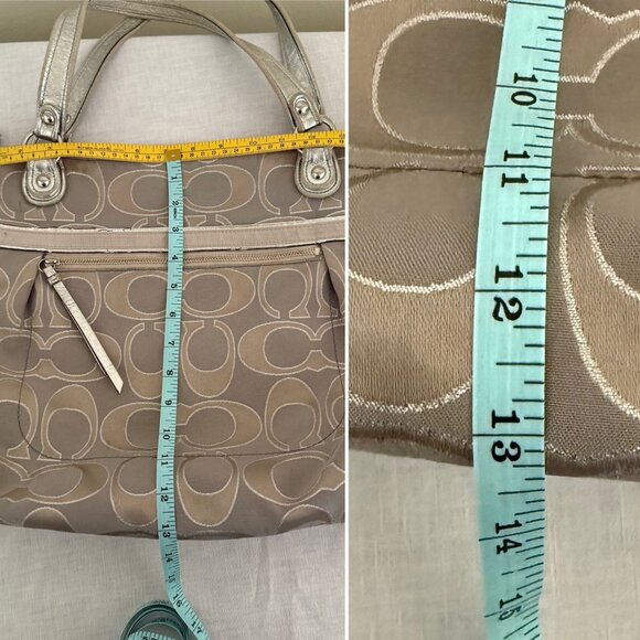 Y2K Coach Signature Poppy Gray Silver Tote Bag Purse Zip Closure Shoulder Bag - Picture 12 of 12